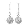9ct White Gold Diamond Daisy Flower Drop Earrings