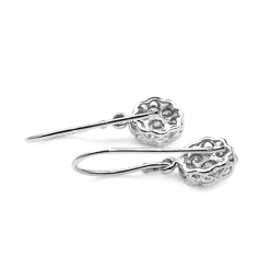 9ct White Gold Diamond Daisy Flower Drop Earrings