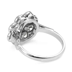 18ct White Gold Diamond Daisy Ring With Etched Shoulders