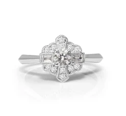 18ct White Gold Diamond Deco Style Ring