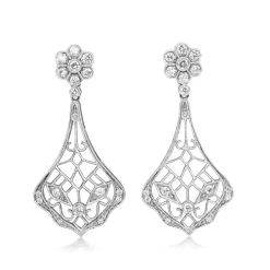18ct White Gold Diamond Drop Earrings