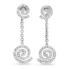 14ct White Gold Diamond Drop Swirl Earrings