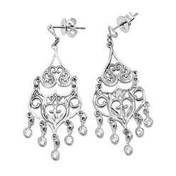 14ct White Gold Diamond Drop Chandelier Earrings