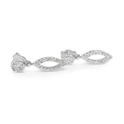 9ct White Gold Diamond Drop Earrings