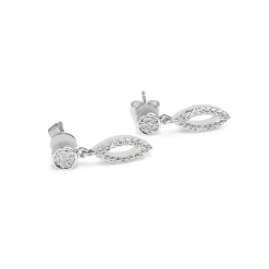 9ct White Gold Diamond Drop Earrings
