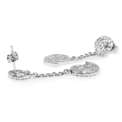 14ct White Gold Diamond Drop Swirl Earrings