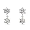 18ct White Gold Diamond Flower Drop Earrings