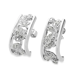 9CT White Gold Diamond Floral Drop Earrings