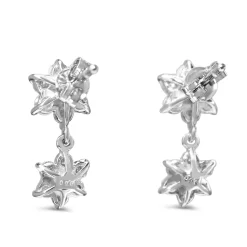 18ct White Gold Diamond Flower Drop Earrings