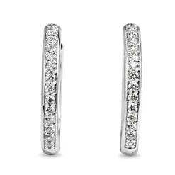 9ct White Gold Diamond Grain Set Hoop Earrings