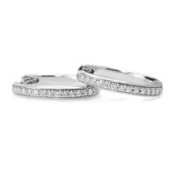 9ct White Gold Diamond Grain Set Hoop Earrings