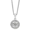 9ct White Gold Diamond Halo Necklace