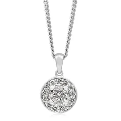 9ct White Gold Diamond Halo Necklace