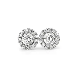 18ct White Gold Diamond Halo Stud Earrings