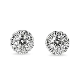 18ct White Gold Diamond Halo Stud Earrings