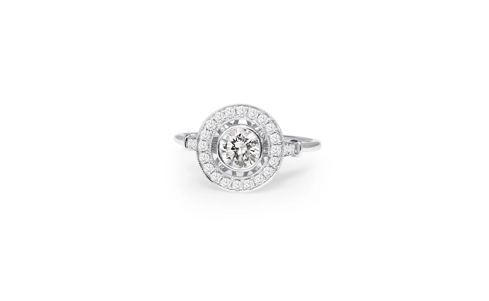 18ct White Gold Diamond Halo Ring