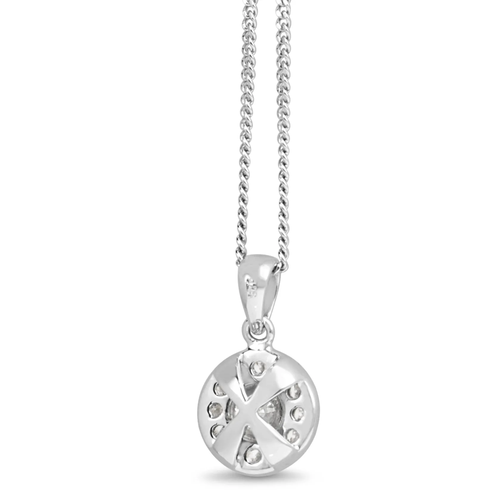 9ct White Gold Diamond Halo Necklace