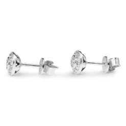 9ct White Gold Diamond Halo Stud Earrings