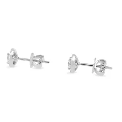 9ct White Gold Diamond Halo Stud Earrings
