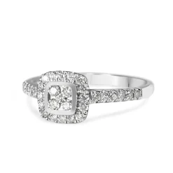 9ct White Gold Diamond Halo Cluster Ring