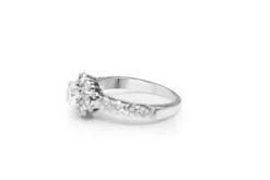 14ct White Gold Diamond Halo Cluster Ring
