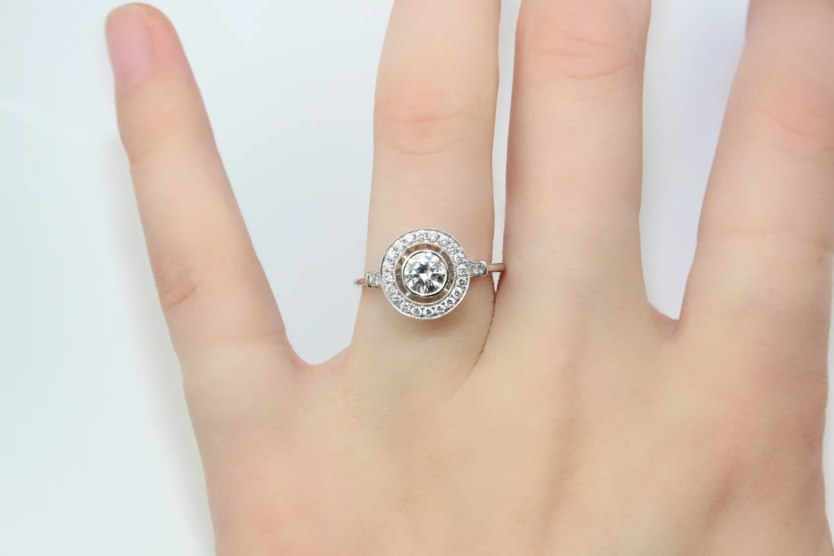 18ct White Gold Diamond Halo Ring