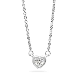 18ct White Gold Diamond Heart Solitaire Necklace