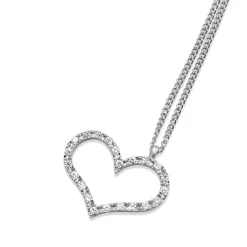 14ct White Gold Diamond Heart Pendant