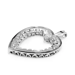14ct White Gold Diamond Heart Pendant