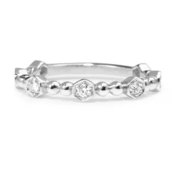 18ct White Gold Diamond 'Hexagon' Band