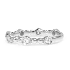 18ct White Gold Diamond 'Hexagon' Band