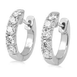 9ct White Gold Diamond Hoop Earrings