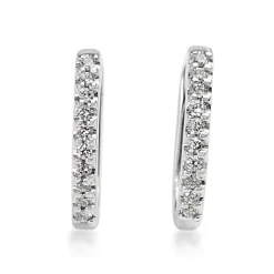 9ct White Gold Diamond Hoop Earrings