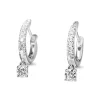 9ct White Gold Diamond Hoop Earrings with Diamond Drop