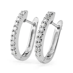 9ct White Gold Diamond Hoop Earrings