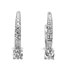 9ct White Gold Diamond Hoop Earrings with Diamond Drop