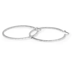 14ct White Gold Diamond Hoop Earrings