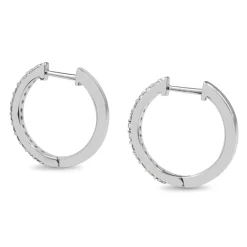 9ct White Gold Diamond Hoop Earrings