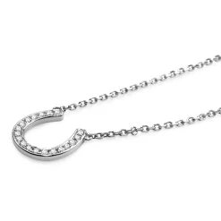 18ct White Gold Diamond Horse Shoe 'Lucky' Necklace