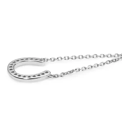 18ct White Gold Diamond Horse Shoe 'Lucky' Necklace