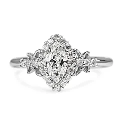18ct White Gold Diamond Marquise Halo Butterfly Ring