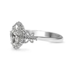 18ct White Gold Diamond Marquise Halo Butterfly Ring