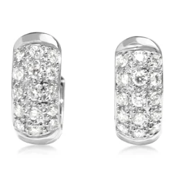 9ct White Gold Diamond Pave Hoop Earrings