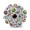 9ct White Gold Diamond, Peridot, Garnet, Topaz, Citrine, and Pink Sapphire Cocktail Ring