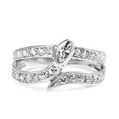 14ct White Gold Diamond Snake Ring