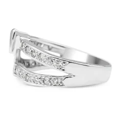 14ct White Gold Diamond Snake Ring