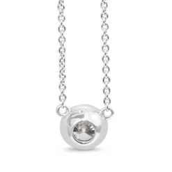 18ct White Gold Diamond Solitaire Bezel Necklace