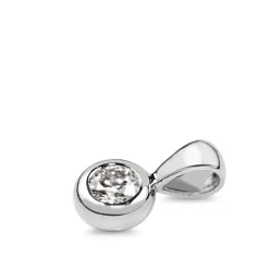 9ct White Gold Diamond Solitaire Bezel Pendant