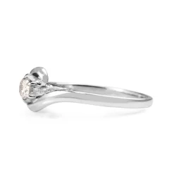18ct White Gold Diamond Solitaire Swirl Ring