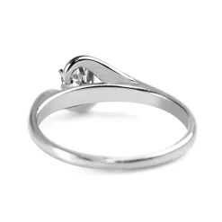 18ct White Gold Diamond Solitaire Swirl Ring